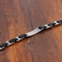 Bracelet personnalisé homme acier inoxydable gris noir