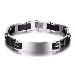 Bracelet personnalisé homme acier inoxydable gris noir