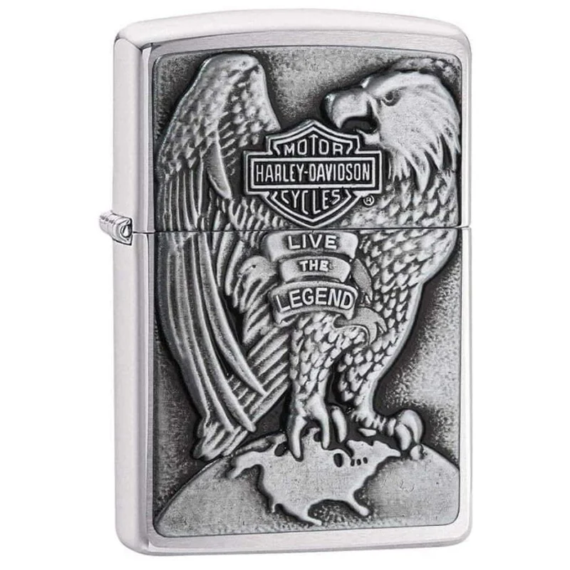 Zippo Harley Davidson Eagle & Globe Brushed Chrome