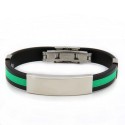 Bracelet gravé mixte bicolore - noir et vert