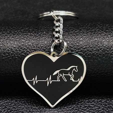 Porte-clés cœur motif cheval